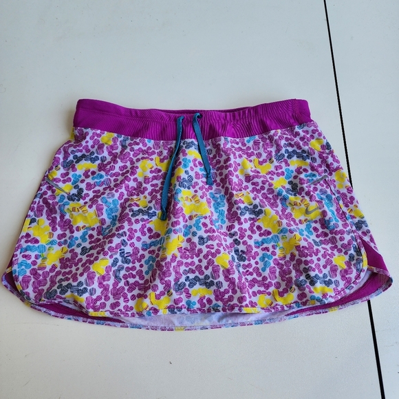 Nike Skort Skirt Women Fuchsia Circle Print Dri Fit Zip Pocket Shorts Sz S - Picture 1 of 10